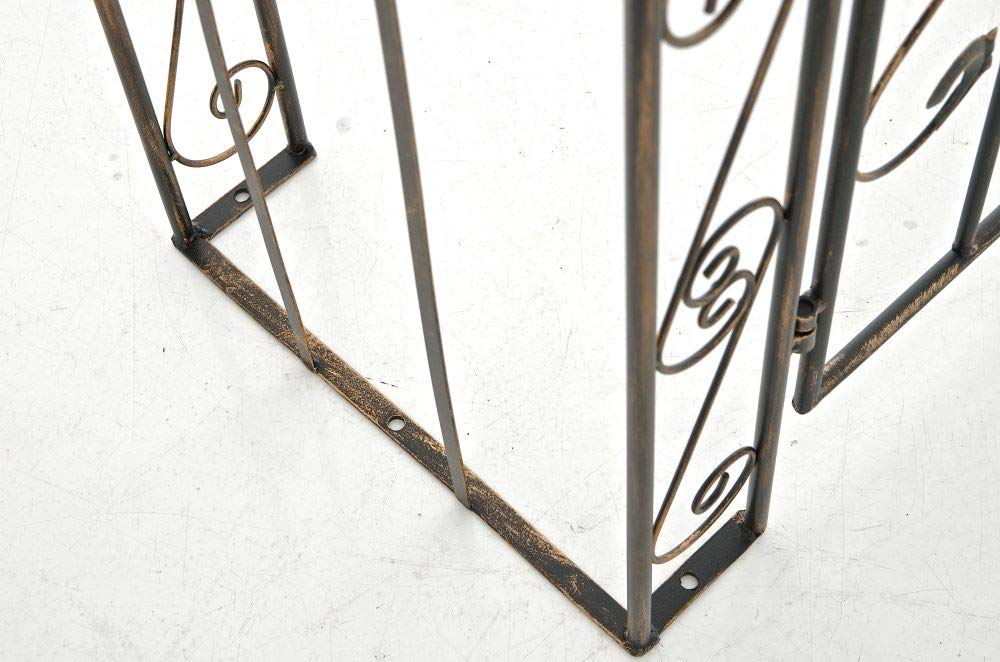 Rosenbogen Weimar mit Tor - 135x41,5x245cm, Metall, Bronze | Rankhilfe Rosen Rankgitter Gartendekoration