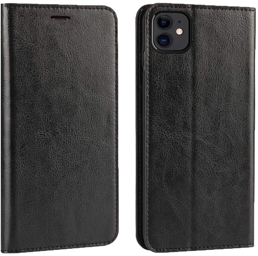 Étui à rabat iPhone 12 / 12 Pro noir coque portefeuille cuir antichoc 6,1 pouces