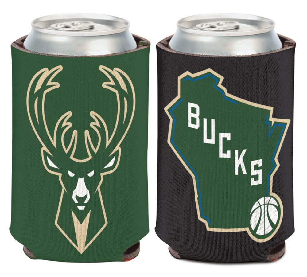 Fanatics NBA Milwaukee Bucks State Can Cooler 1-Pack 12 oz. (Foldable, 2-Sided Design)