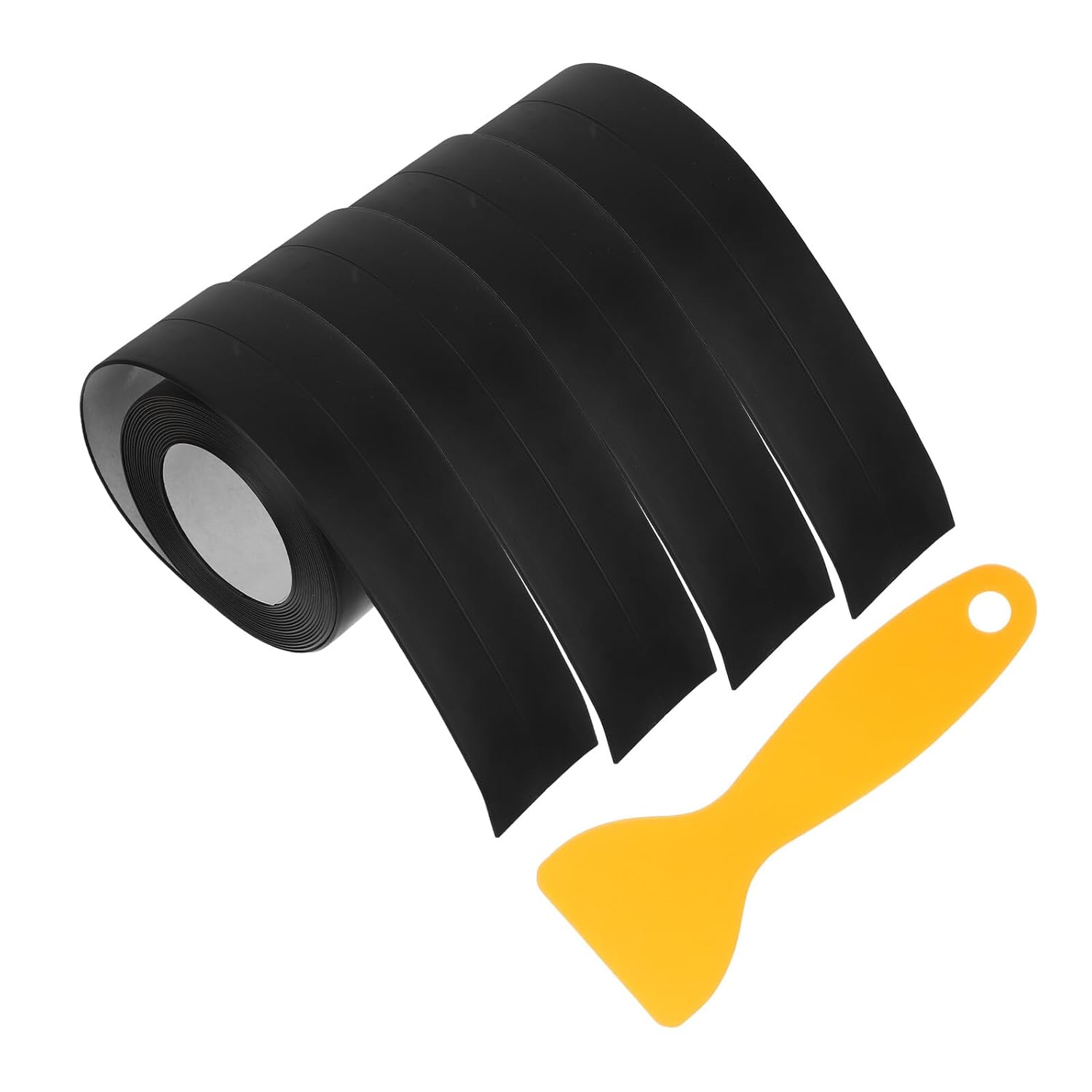 CALLARON Waterproof Self-Adhesive Caulk Tape 38mm X 3.2m, 4 Rolls with Plastic Scraper, Bathroom and Kitchen Seam Sealing Strip for Sink Edges, Shower, Bathtub, Wall Corners – 5pcs Set