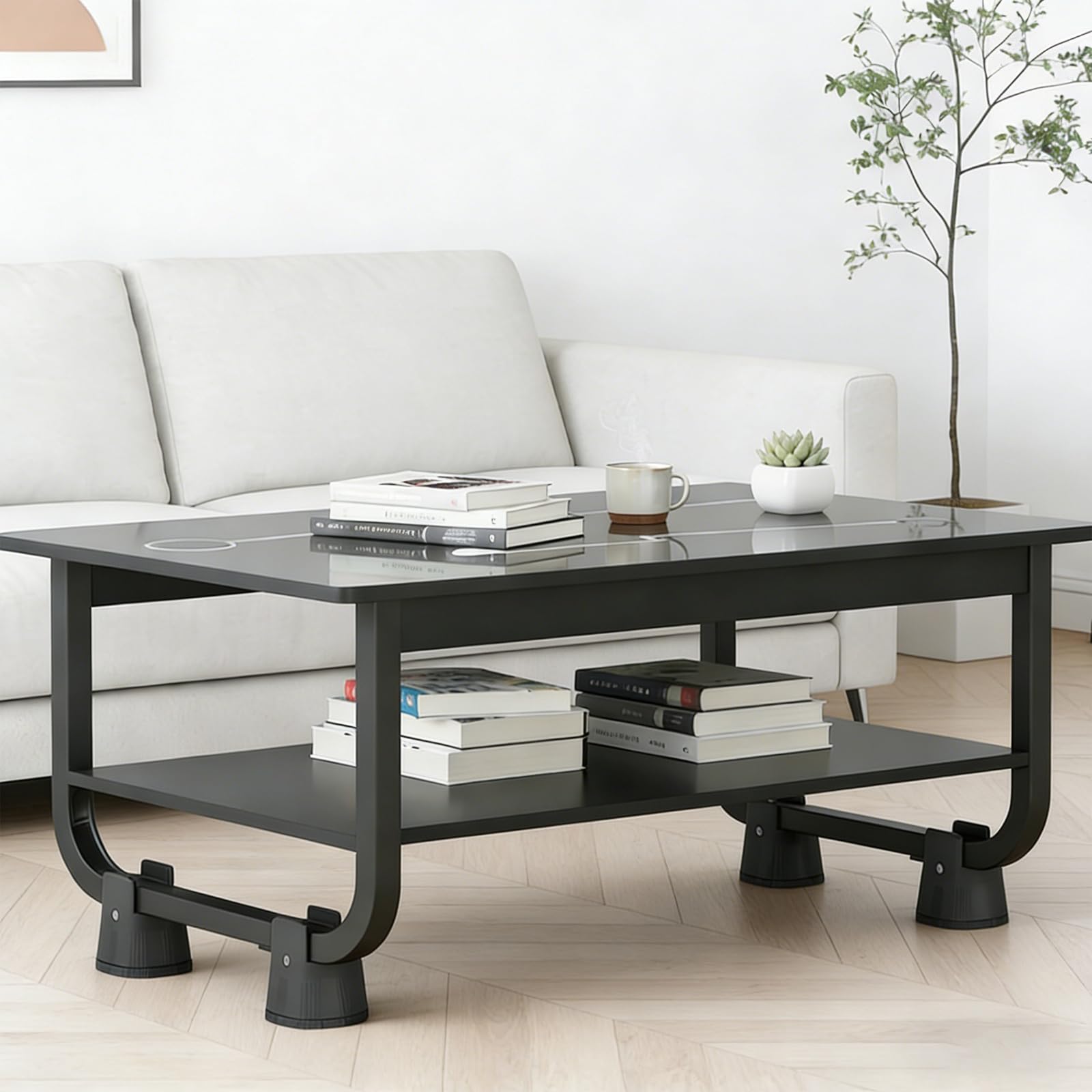 4 Piezas Elevador para Muebles 6-8 cm - Elevador Ajustable para Cama con Abrazadera de Tornillo para Patas de 10-50mm - Elevadores Robustos para Cama, Sofá, Mesa y Silla - Incluye Destornillador