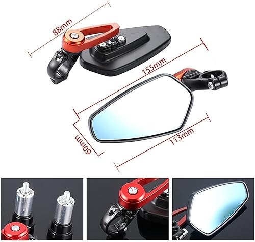 Miniatura 2 de Espejo universal para motocicleta para Kawasaki Ninja Z900 Z650 Brute Force 300 KLF300 KVF300 KVF400 KVF650 KFX700 Bayou KLF400