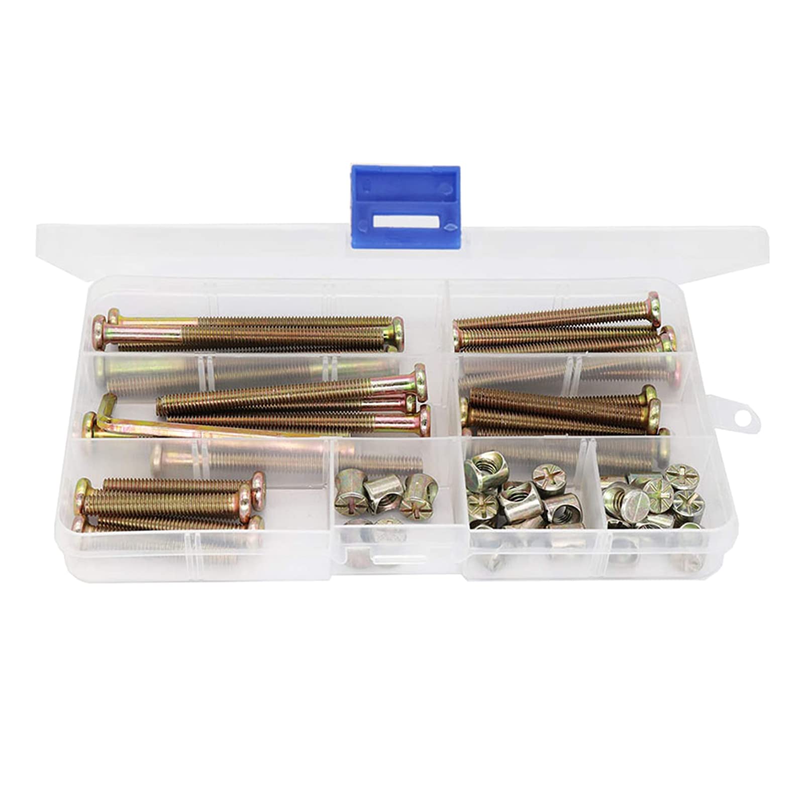 50 Pcs Zinc Plated Crib Screws Drive Socket Cap Furniture Screws Bolt Assortment Kit for Furniture Cots Bed Bolts Assortment