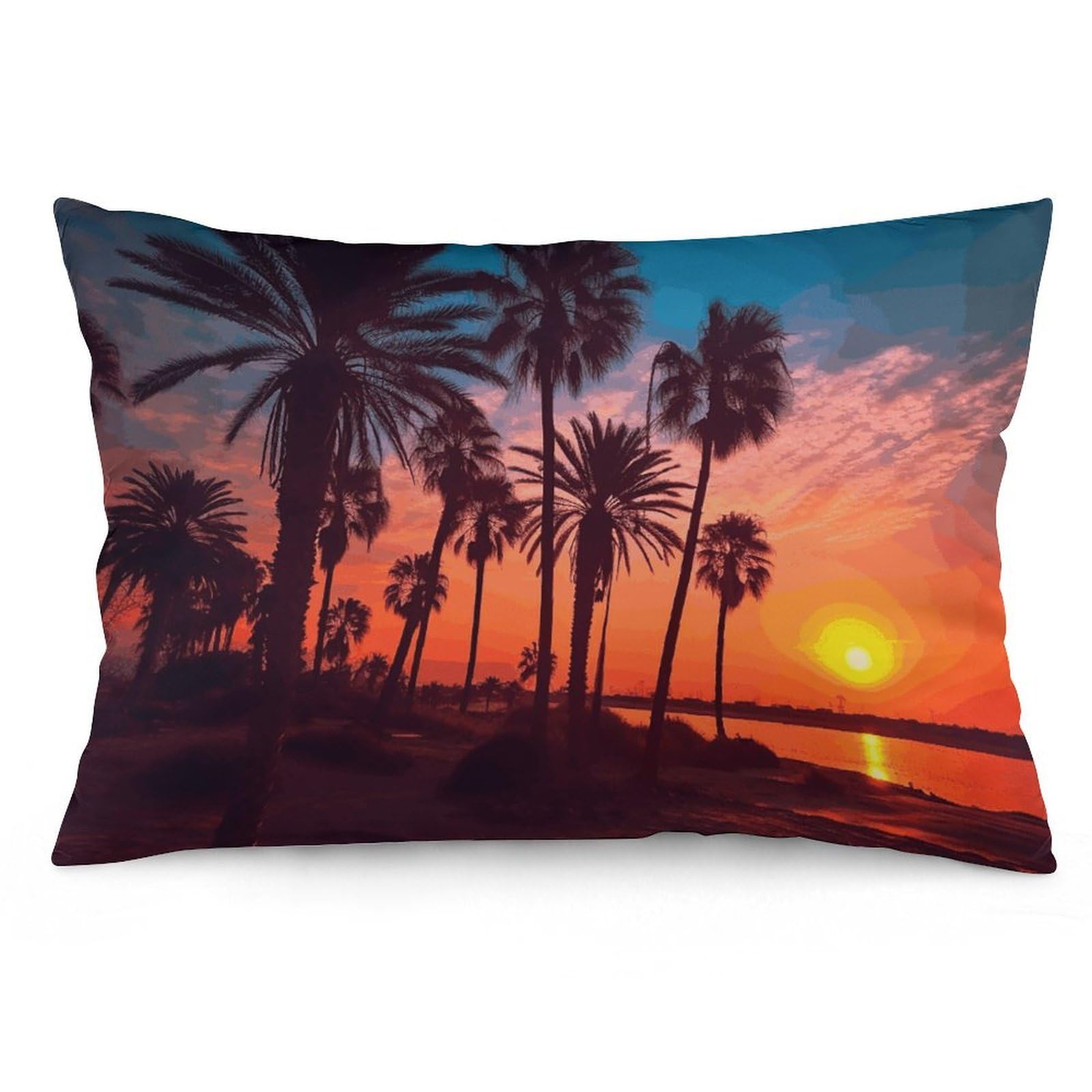 NTVOWPZO 2 Pack Decoration Throw Pillow Covers 20"x30" Pillowcases Covers Palm Tree Sunset Pillowcases Modern Farmhouse Home Decor Sofa Cushions Covers for Couch Bed Living Room