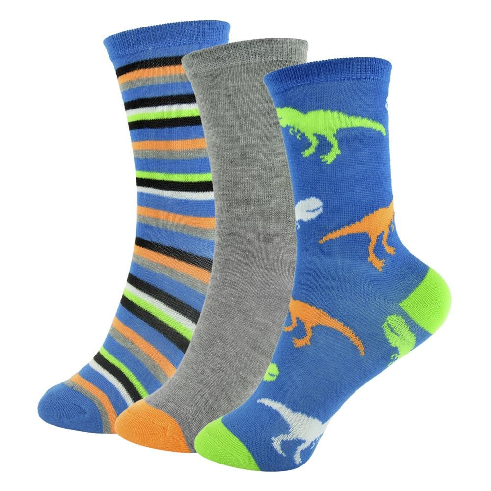 A2z 4 Kids Boys Dinosaur B Dinosaur Design Pack Of 3 Soft Socks - Socks Az708 3 Pack 7-10 (12.5-3.5)
