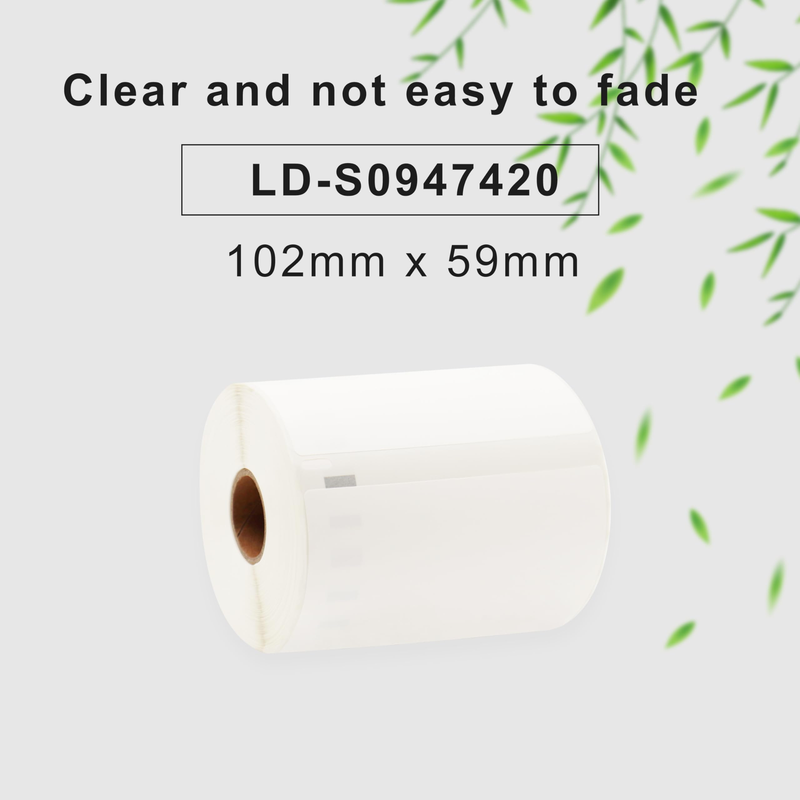 6 rotoli di etichette autoadesive S0947420, compatibili con DYMO, 102 mm x 59 mm, 3450 etichette grandi per la spedizione, adatte per DYMO LabelWriter 4XL