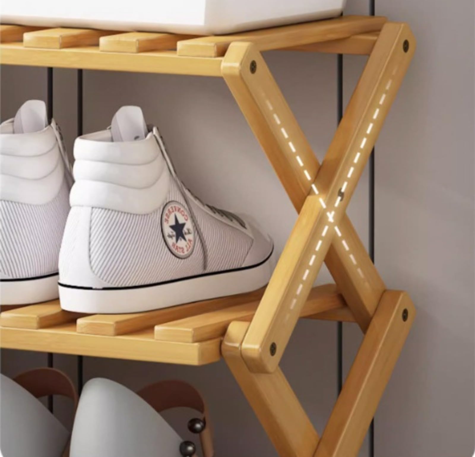 Zapatero Plegable pequeño, Zapatero Vertical Estrecho y Alto, Estantería Plegable de Bambú para Zapatos, Estanteria para Entrada, Armario, Dormitorio, Pasillo Natural, Funcional, Multifuncional
