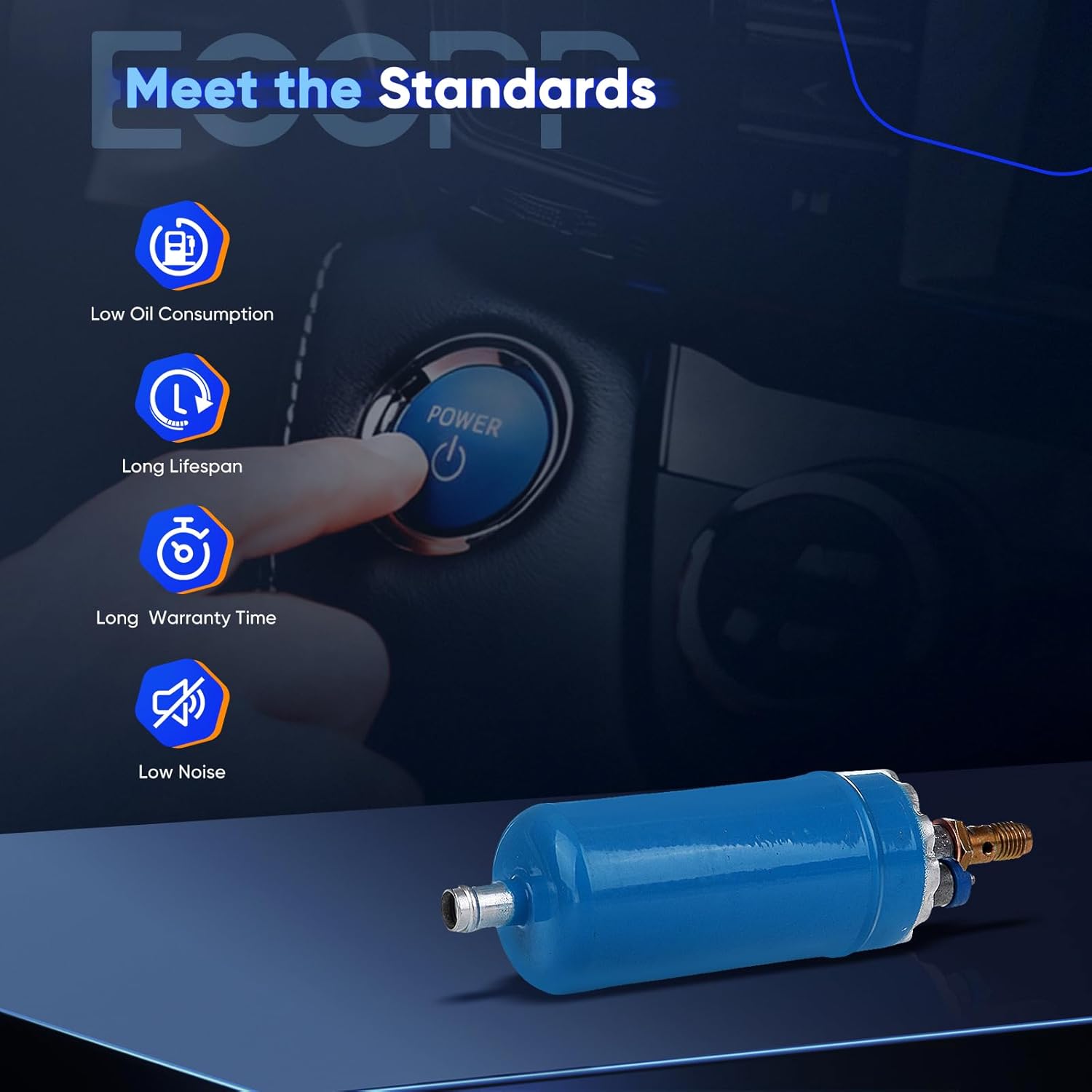 ECCPP Fuel Pump 94460810204 Compatible with 1984-1989 for Porsche 911 3.2L, 1987-1988 for Porsche 924 2.5L, 1983-1989 for Porsche 944 2.5L, In-Line Fuel Pump