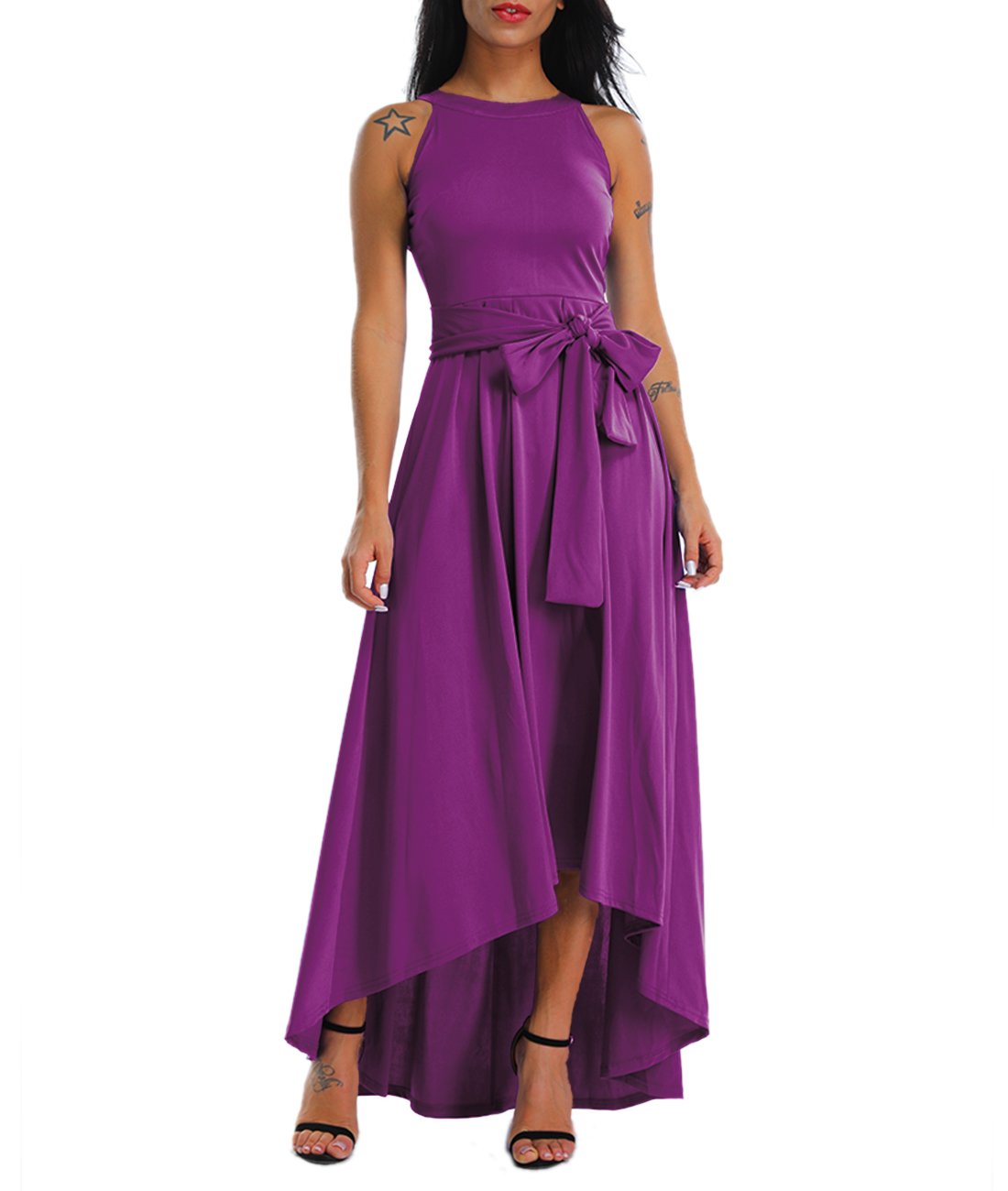 Lalagen Womens Plus Size Sleeveless Belted Party Maxi Dress - Main Image