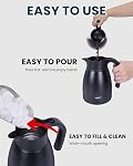 GiNT 1L / 34Oz Thermal Coffee Carafe, Insulated Stainless Steel Coffee Carafes for Keeping Hot/Double Walled Vacuum Thermal Carafe (Black)