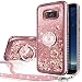 Silverback Case Compatible with Samsung Galaxy S8, Girls Women Moving Liquid Holographic Sparkle Glitter Case with Kickstand, Bling Bumper W/Ring Stand Slim for Samsung Galaxy S8 -RD