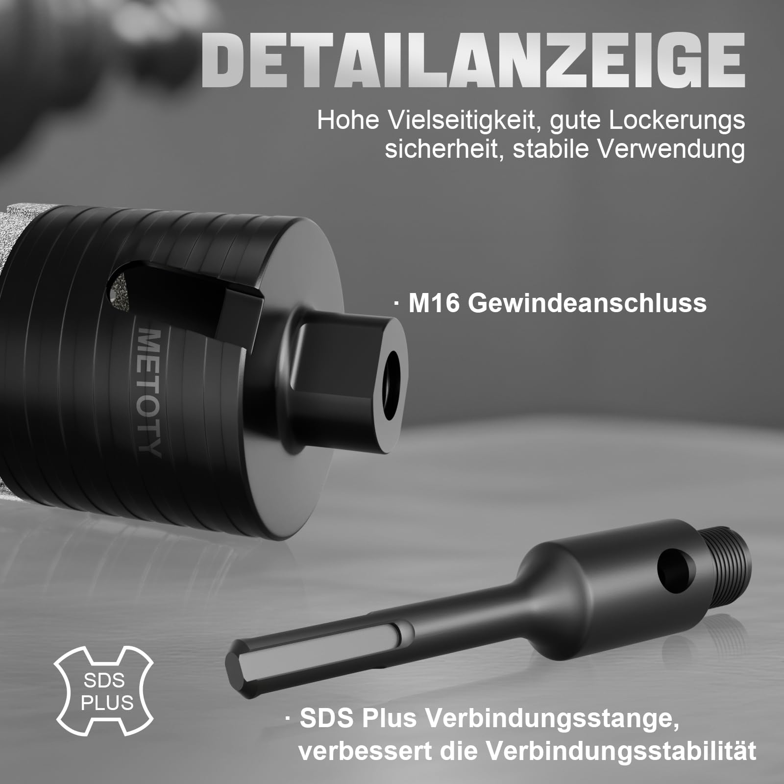 68 mm Diamant bohrbohrer, Kernbohrkrone mit Upgraded Diamant Kopf und SDS Plus-Adapter für Beton, Vollziegel, Hohlziegel, Mauerwerk, Kalksandstein, Poroton usw.