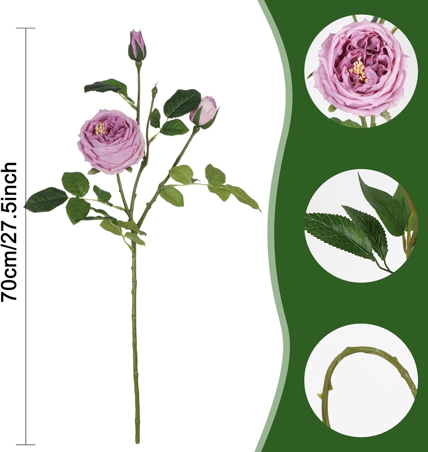 Real Touch Purple Austin Roses Peonies Artificial Flowers 4 Bouquets Latex Fake Peonies with Long Stem Realistic Faux Peonies for Wedding Party Home Table Centerpieces Decor (Deep Purple) - Image 4