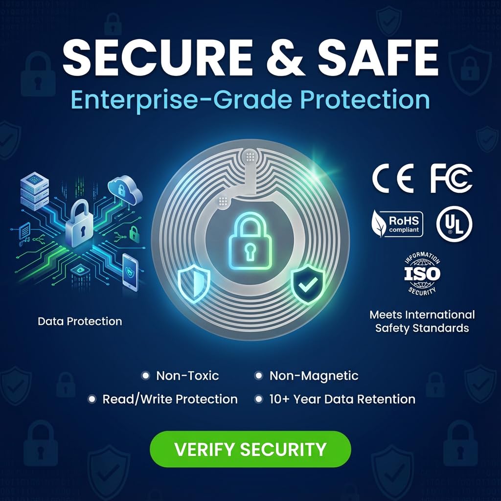 Etichette adesive NFC con chip originale NTAG215, 25 mm, etichette RFID trasparenti riscrivibili a 504 byte, adatte per tutti i dispositivi e smartphone abilitati NFC (200 pezzi)
