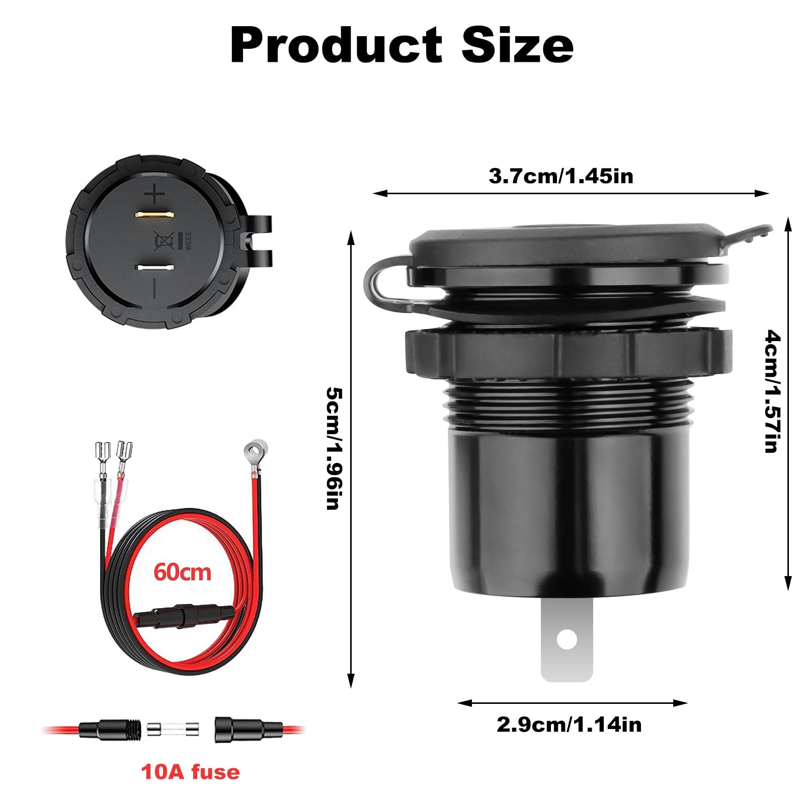 Linkstyle Presa di Corrente USB per Auto, Doppia Presa di Corrente USB QC3.0 con Voltmetro LED per Veicoli 12V/24V, 2Pezzi Blu