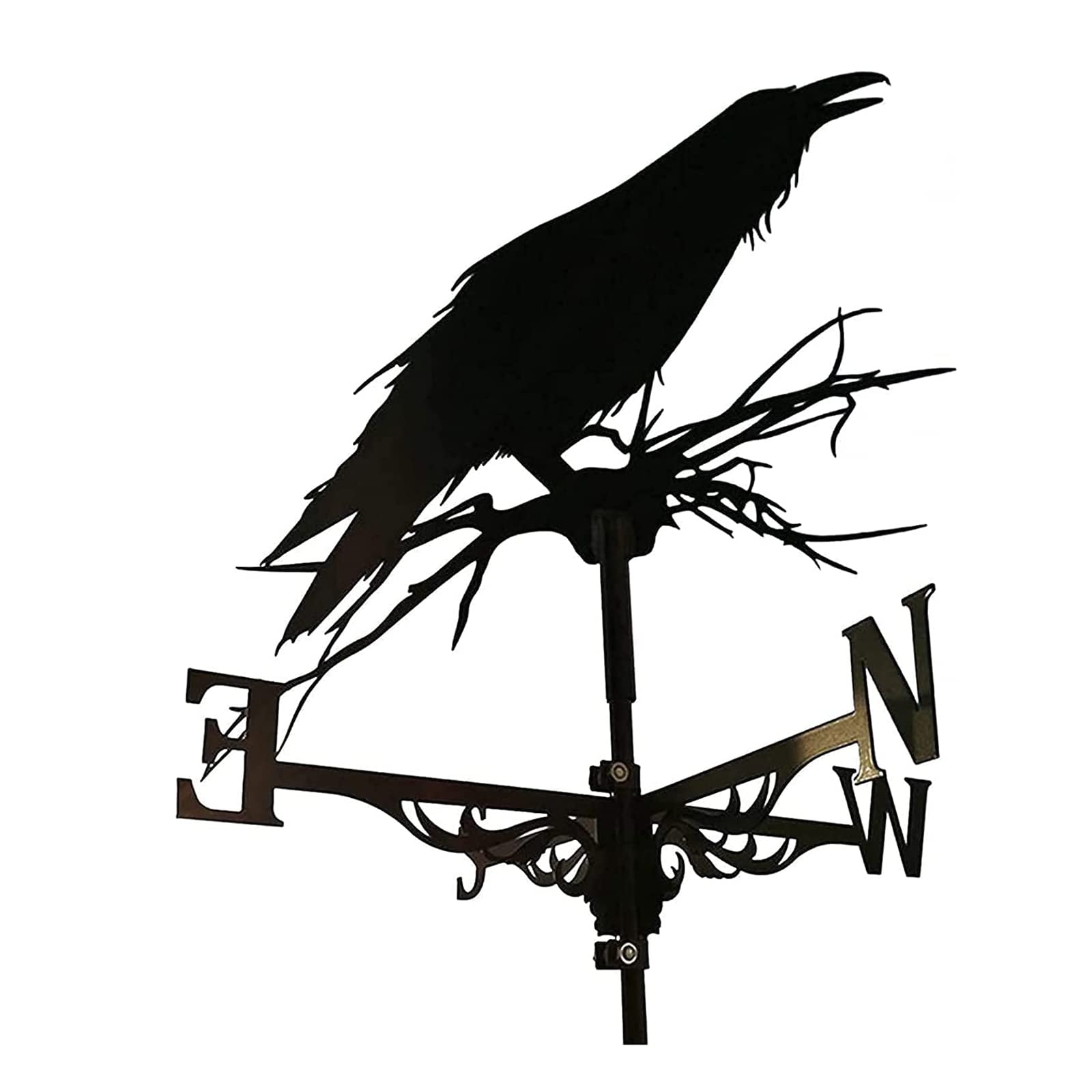 BRLIBESE Weathervane Crow Roof Mount Vane Metal Black Weathervane for Garden Decor Farmhouse Decorative Outdoor Garden Wind Measuring Tool