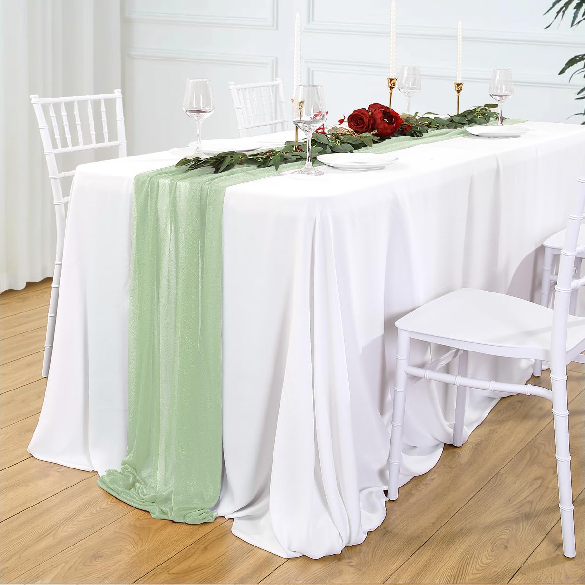 CHUQING Chiffon tafelloper 75 x 300 cm, roze, dunne decoratieve stof tafelloper bruiloft tafeldecoratie tafelkleed decoratief stof, TC10-14
