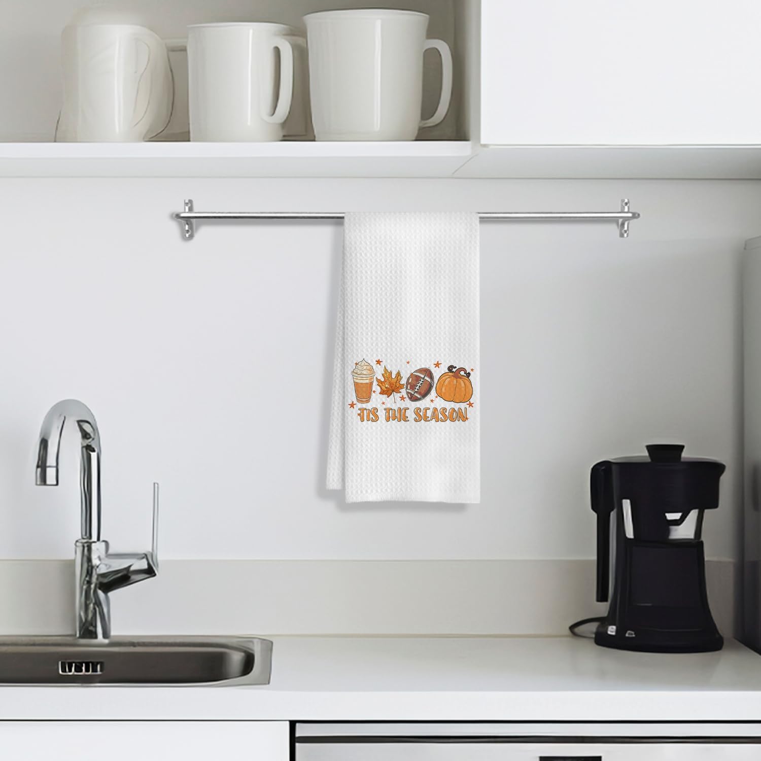 Tis The Season Kitchen Towels, Farmhouse Fall Decor Dish Towels, Seasonal Hand Towel for Bathroom and Kitchen - 16x24 Inches - Image 3