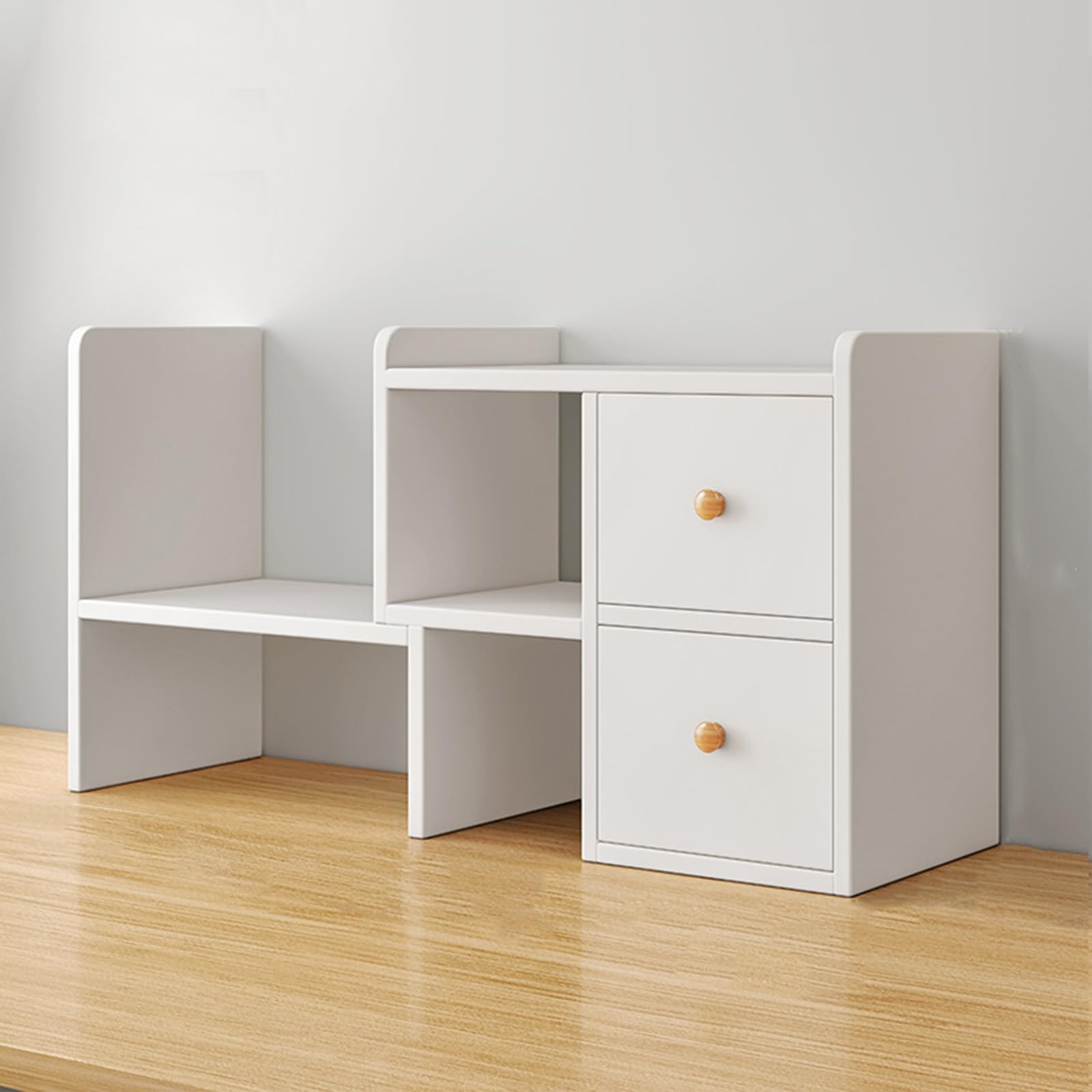 ASerZenith Multi-Layer Storage Shelf Mini Desk Bookshelf Office Desktop Rack Space-Saving Bookcase Home Office Shelving Unit Compact Storage Solution