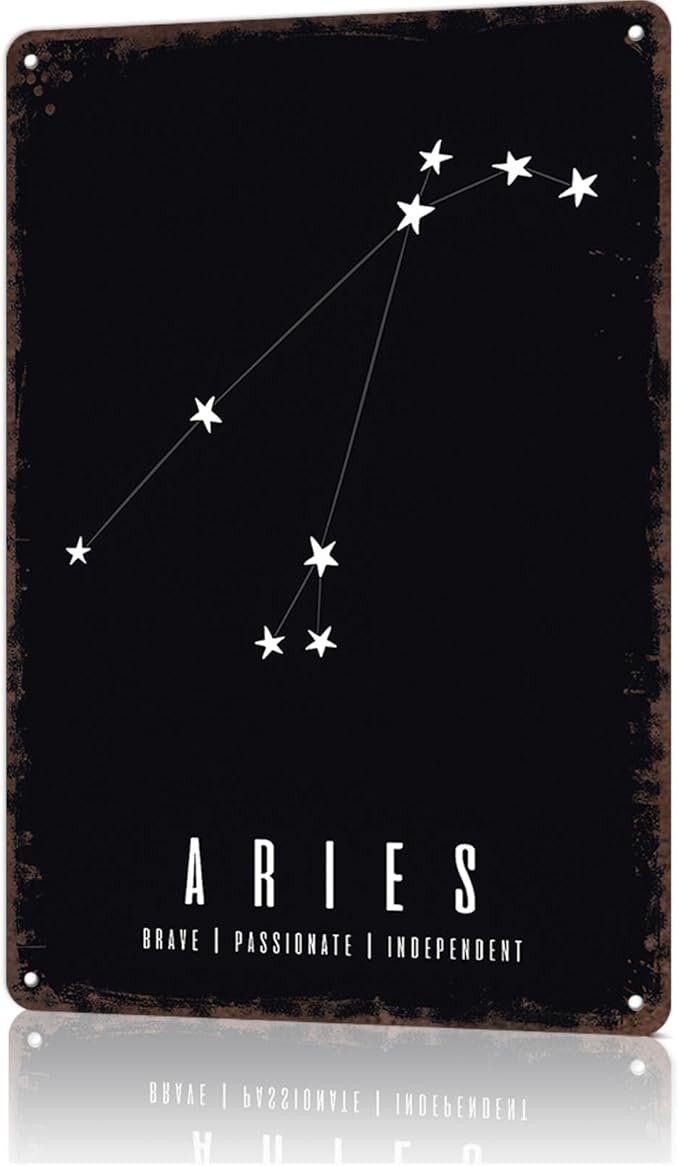 Funny Vintage Metal Sign Gift For Aries Posters Wall Art Print for Office Dorm Man Cave Garage Decor 8X12inch