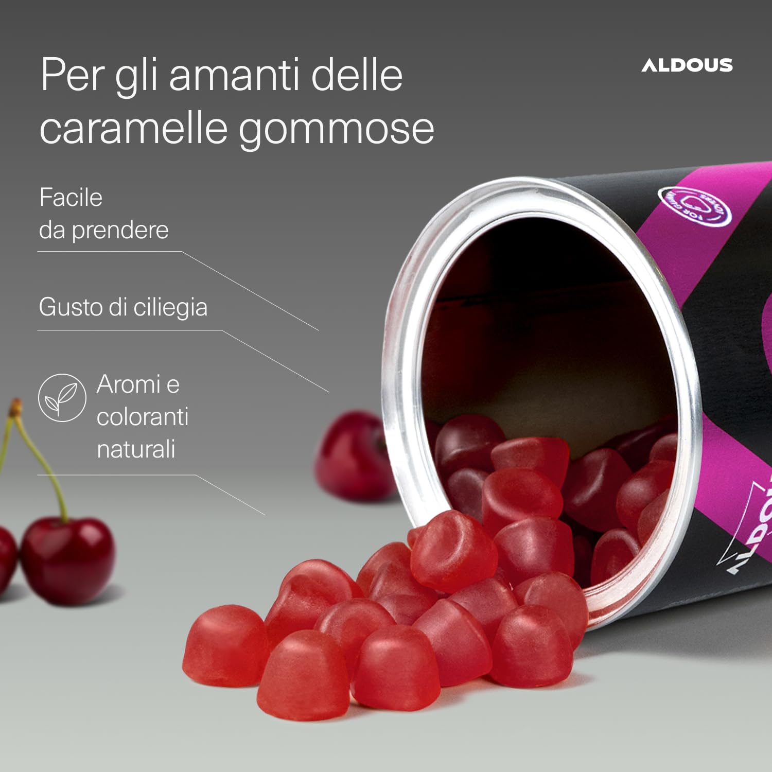 Biotina Capelli 10000 mcg - 120 Caramelle Gommose gusto Ciliegia - Integratore per Capelli, Pelle, Unghie - Acido folico, Zinco, Selenio, Iodio - Vitamine per Capelli - Vegan - ALDOUS