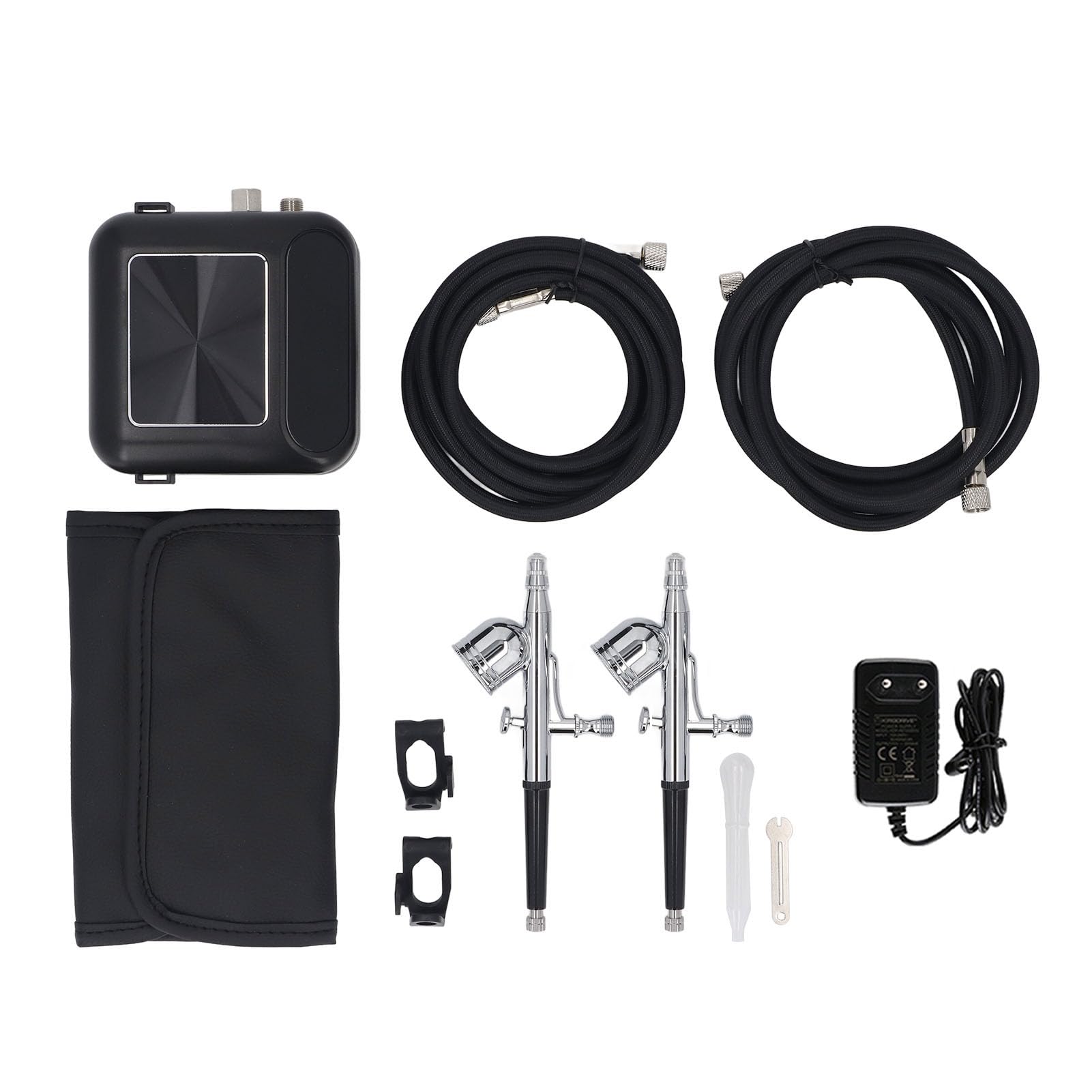 Kit Mini Compressore Aerografo Kit Pompa Aerografo con Ugello da 0,2 Mm Tazza di Vernice da 5 Ml per Pittura su Modello Nail Art Trucco (Spina europea)
