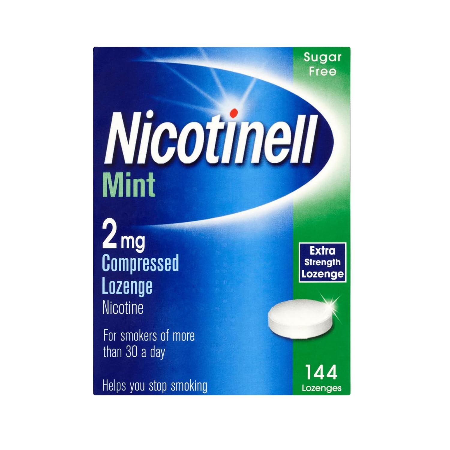 Nicotinell Mint Lozenge 2mg (144 Lozenges), Stop Smoking Aid, Sugar Free Nicotine Lozenges, Fresh Mint Flavour, 2mg Extra Strength for Heavy Smokers, Quit Smoking Aid
