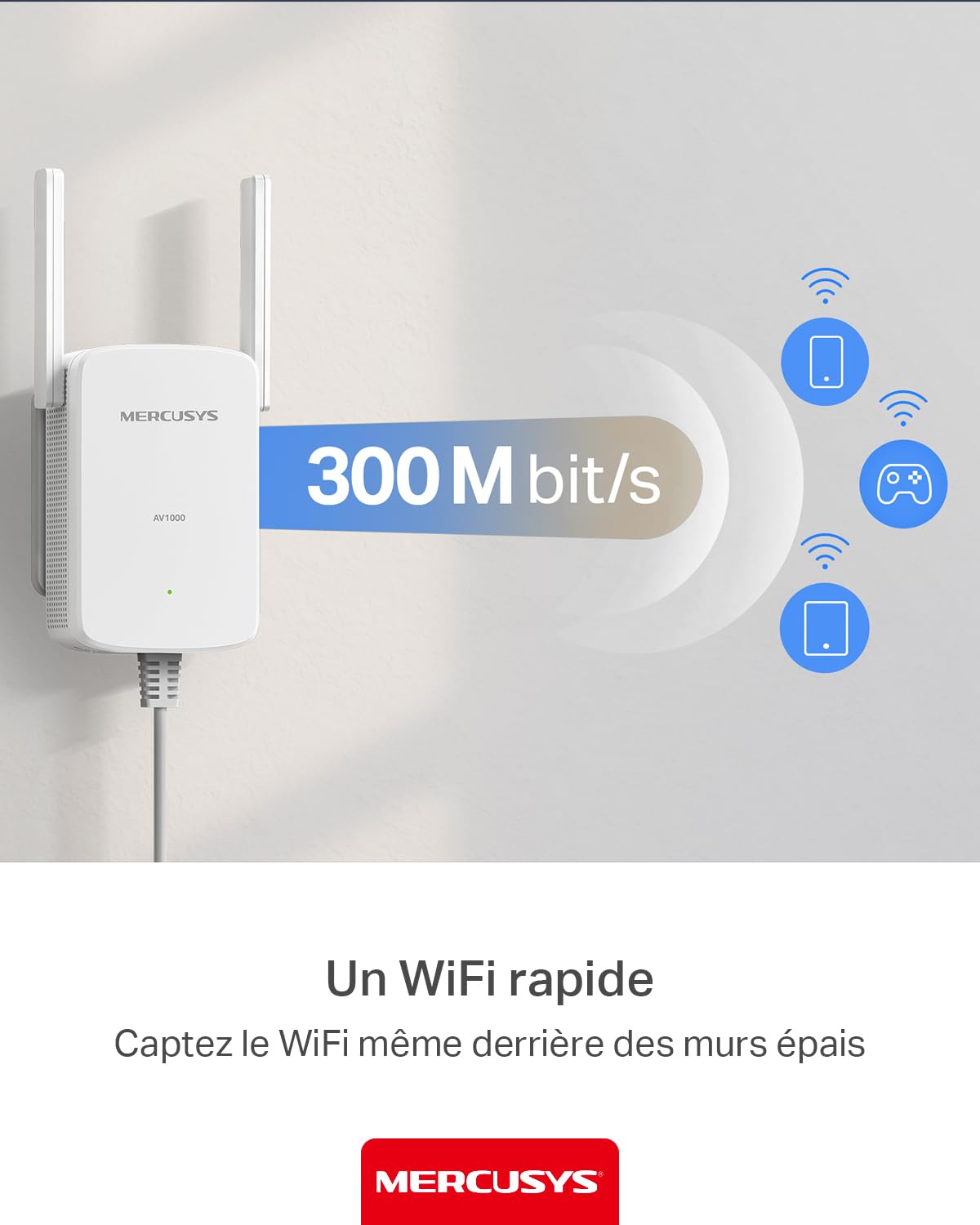 Mercusys CPL WiFi AV1000 Mbps WiFi 1000 Mbps, Kit de 2 MP515 | Compatible toutes box Fibre, Plug & Play, Profitez d'un WiFi rapide grâce au réseau électrique, Idéal pour le Streaming 4K