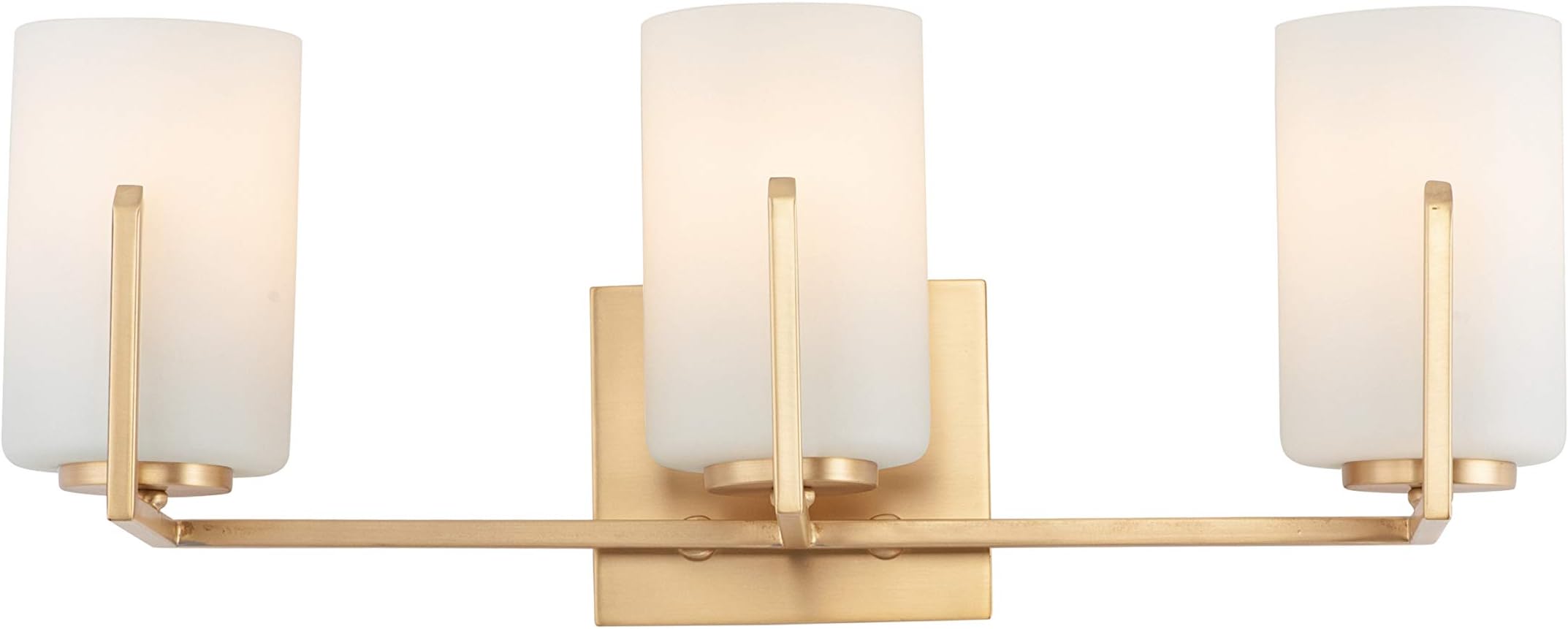Lighting Dart 3-Light Bath Vanity Light | Satin Brass Steel Finish | Satin White Glass Shade | Modern Indoor Light Fixture | Ideal for Bathrooms & Powder Rooms | 21283SWSBR
