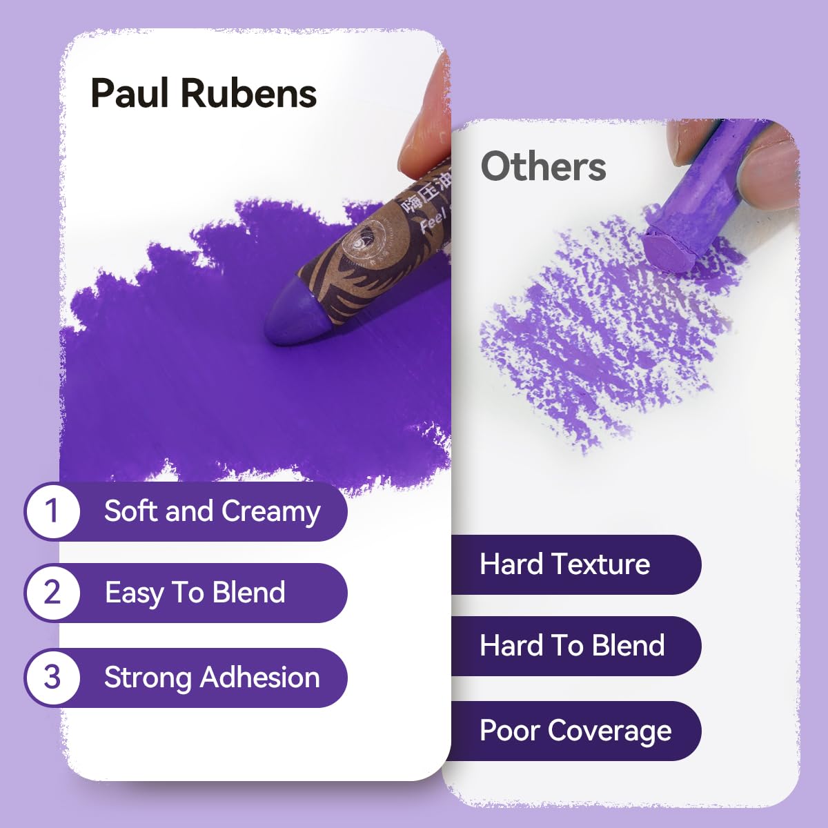 Paul Rubens Oil Pastels, 8 Light Cobalt Violet Colors HaiYa Artist Soft Oil Pastels Vibrant and Creamy - Image 2
