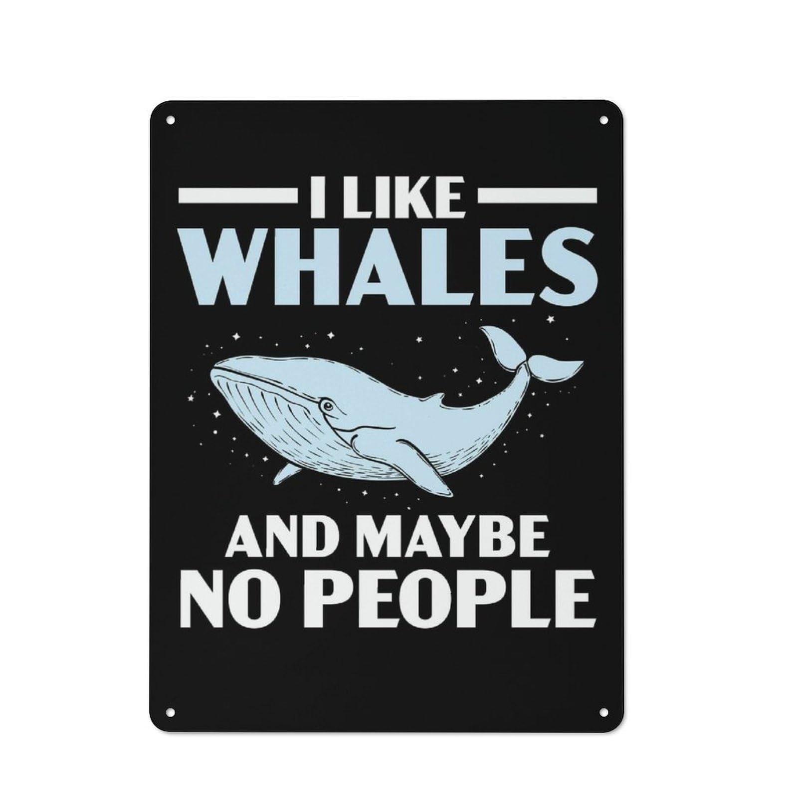 Junmoney I Like Whales Vintage Metal Sign 40X30cm, Bistro Style Shop Wall Decor For Tea Room, Shop Wall Or Breakfast Area