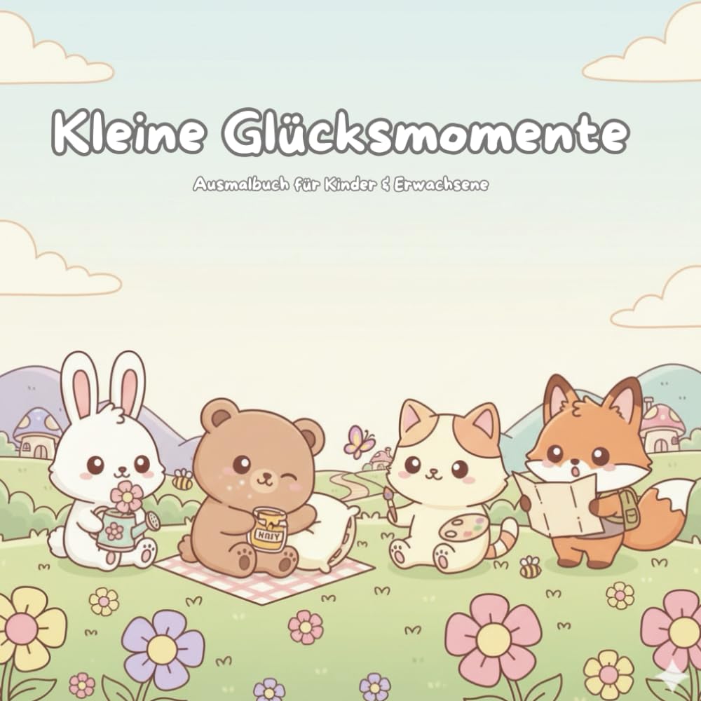 Kleine Glücksmomente: Ein Cozy Kawaii-Ausmalbuch voller liebevoller Szenen und entspannender Momente
