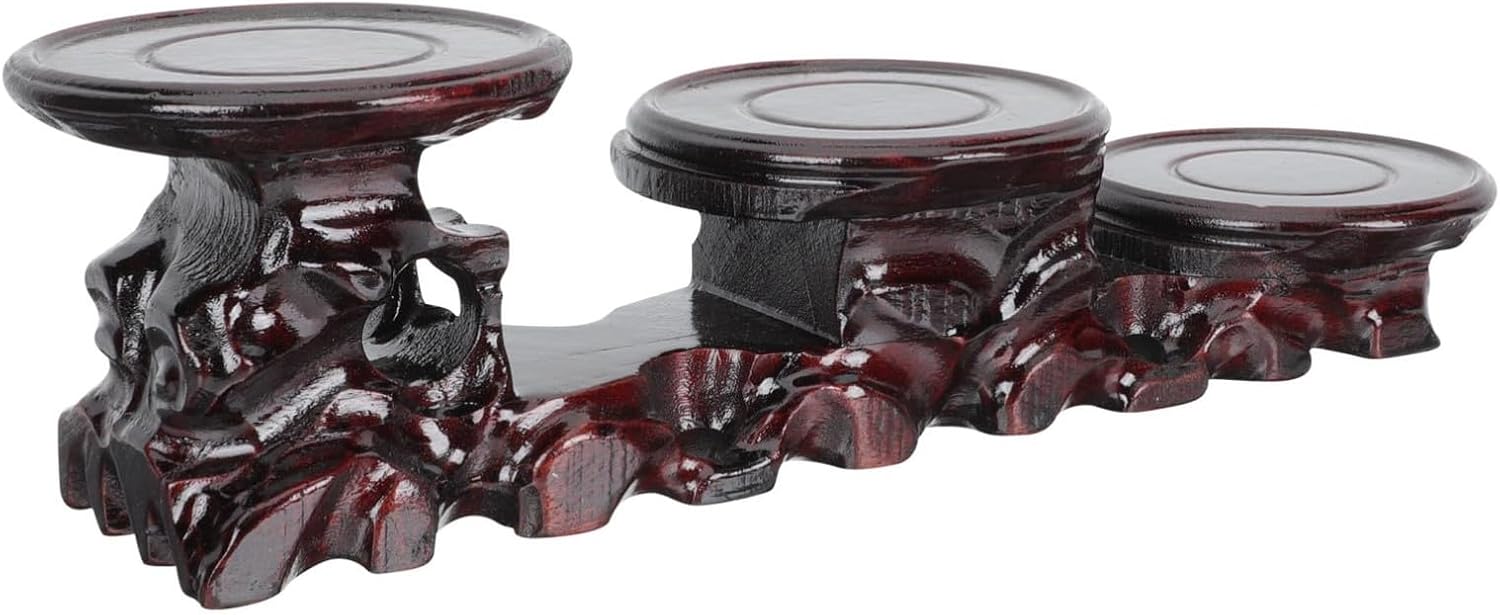 Antique Display Stand for Jade and Rare Stones Wood Craft Base Decorative Design Suitable for Teapots and Miniature Figurines 1-Pack