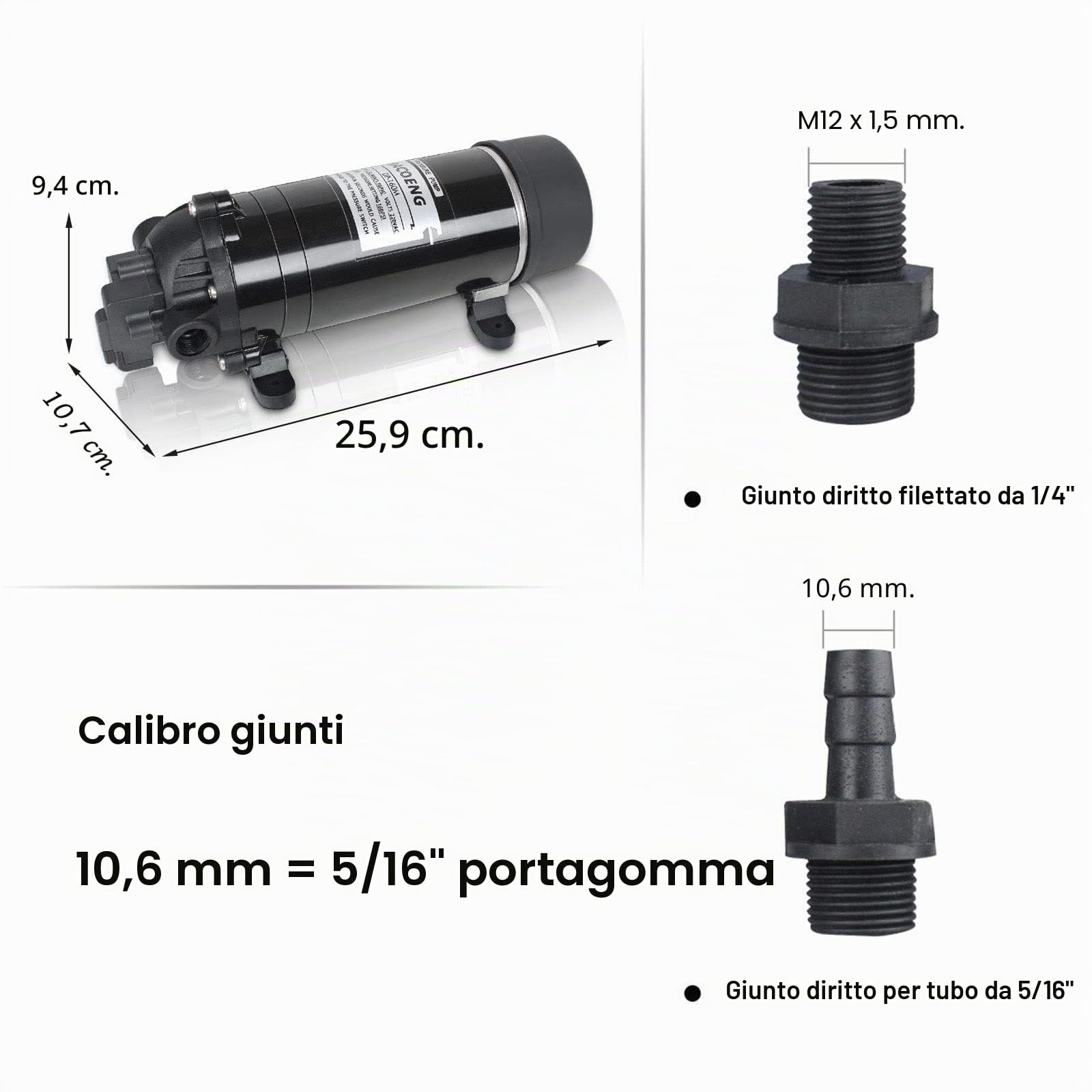 BACOENG AC220V pompa a membrana autodescante 5.5L/min 160PSI acqua ad alta pressione diaframma per camper/roulotte/barca/giardino