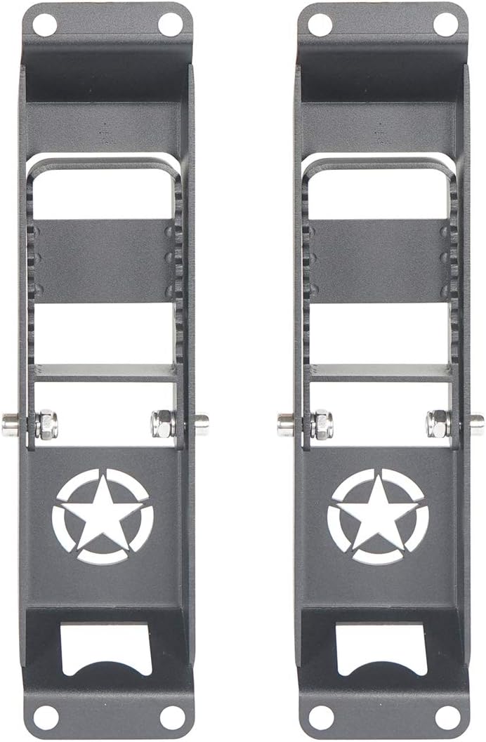 Hooke Road Door Hinge Steps Metal Folding Door Pedal w/Star Sign Compatible with Jeep Wrangler JL & Jeep Gladiator JT 2018 2019 2020 2021 2022 2023 2024 2025 2026 (Set of 2)