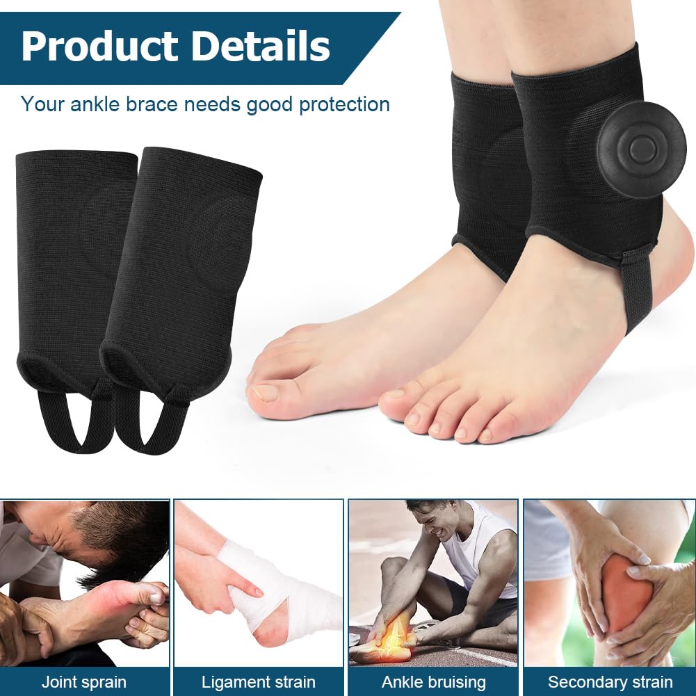 Tobillera de Fútbol Adolescentes, Soporte de Tobillo, Almohadilla de Protección Negro