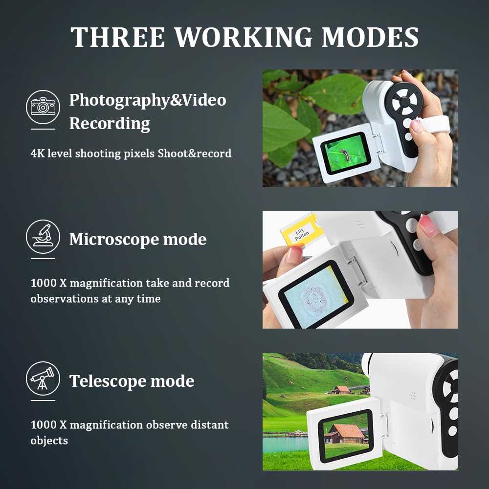 YUEWO Pocket Microscope, 1000X Portable Handheld Digital Microscope with Slide Kit, 2