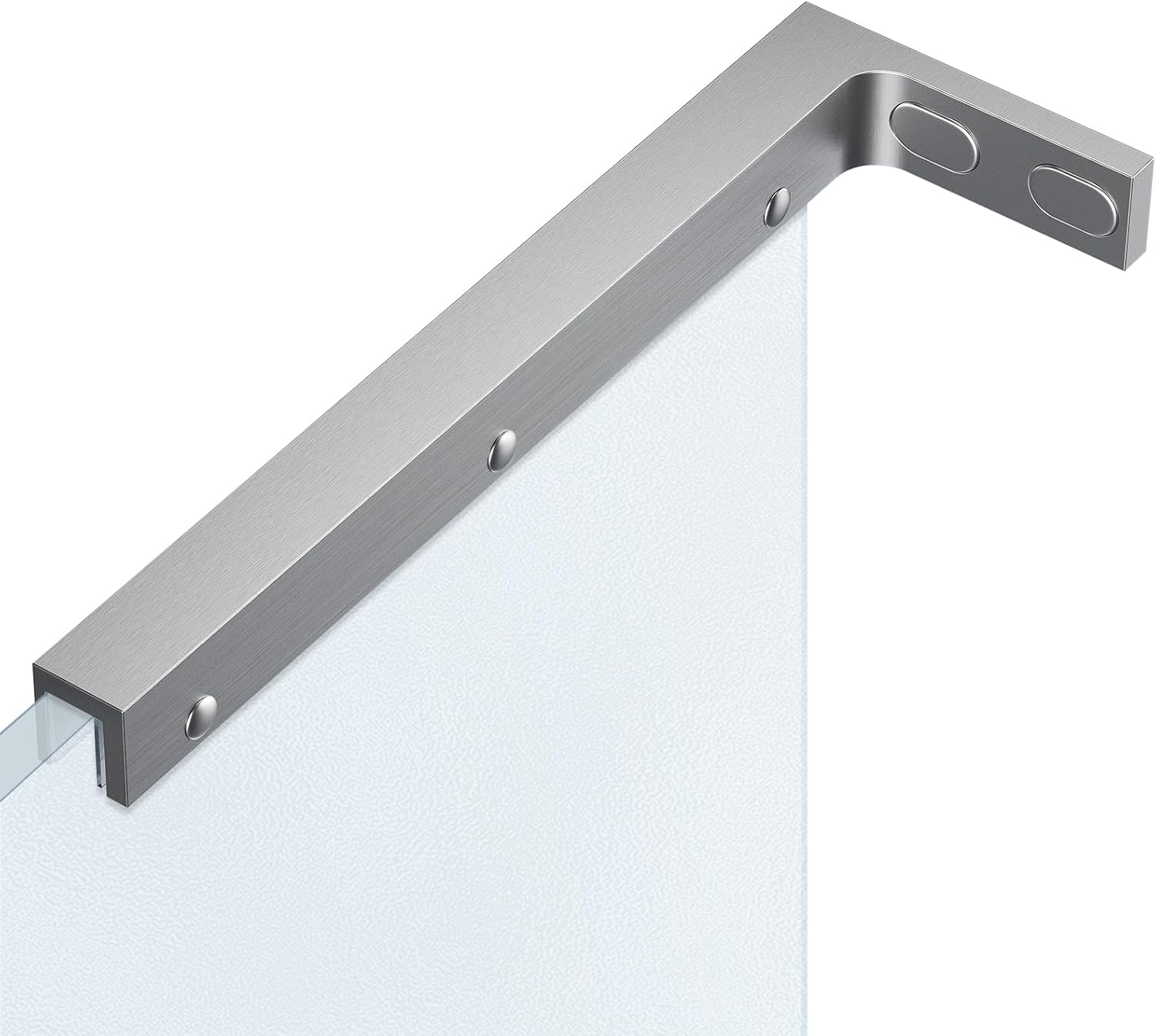 Heavy Duty Fixed Glass Clamp Support Bracket for Frameless Shower Doors,Reliably 304 Stainless Steel Stabilizing Bar for 6-12mm Glass Panels,No-Drill Installation, Brushed Finish