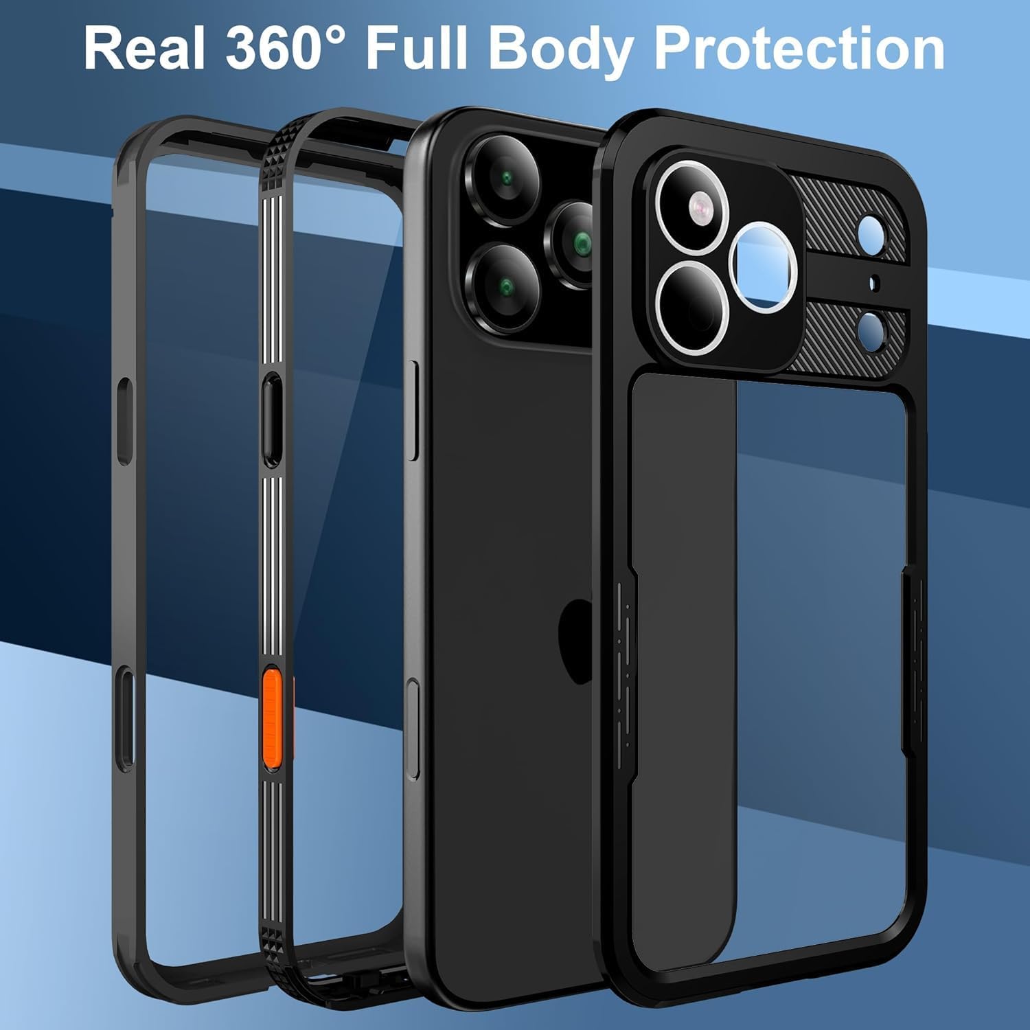 Hllhunkhe for iPhone 17 Pro Max Case, IP68 Waterproof Dustproof Case, Built-in Screen Protector & Camera Protector Full Body Heavy Duty Rugged Phone Cover 6.9 inch, Black - Image 3
