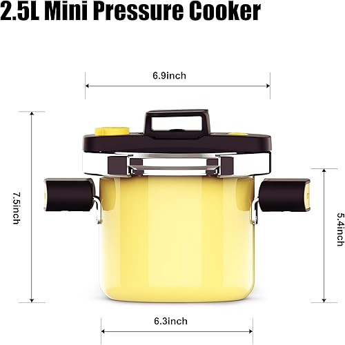 Miniatura 9 de QINGHOU Mini olla a presión de doble tapa de esmalte natural de 2.6 cuartos de galón, sistema con una sola mano, olla multiusos para pasta, adecuada