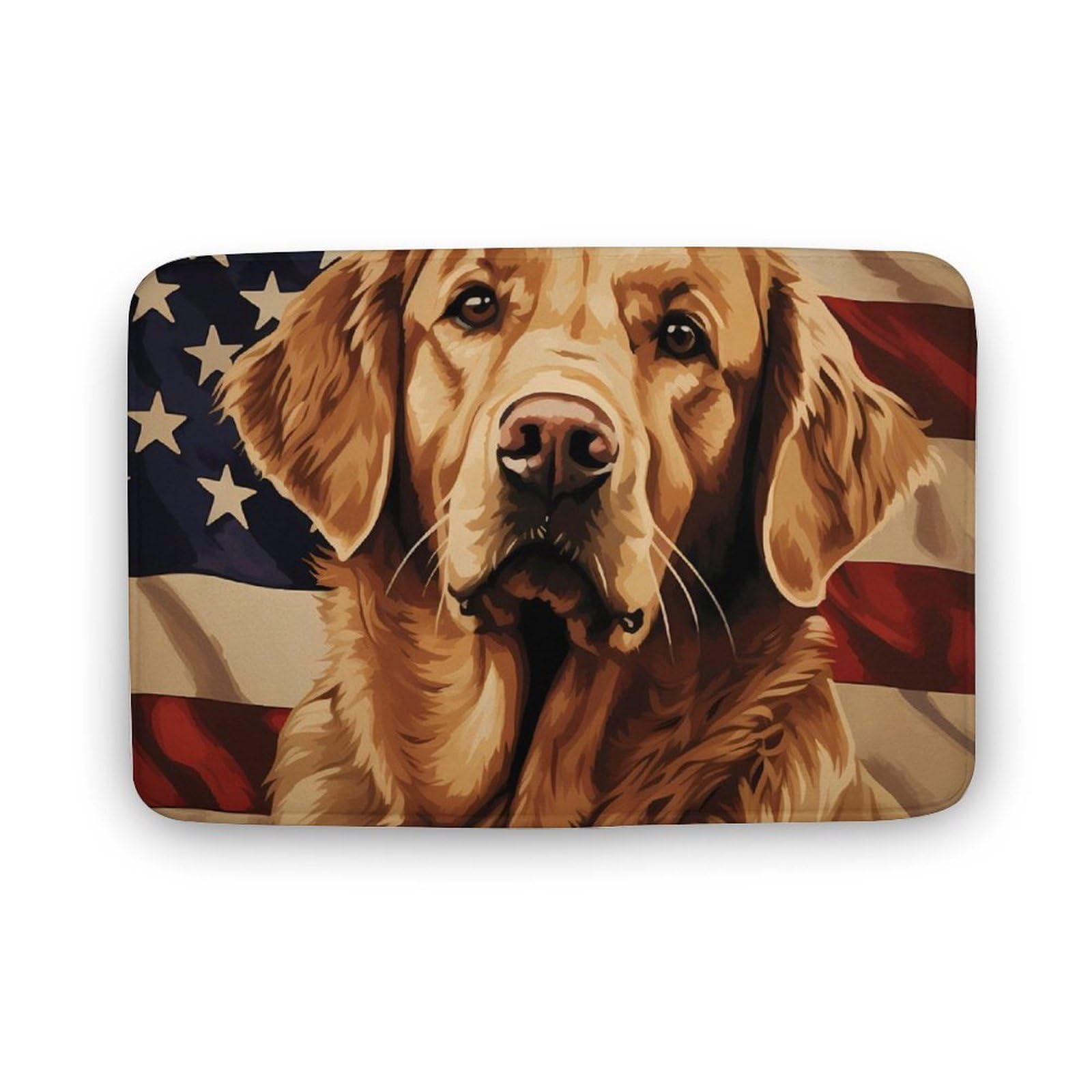 U.S Flag Retriever Dog USA Coral Velvet Rugs Non-Slip Bathroom Rugs Soft Kitchen Rug Floor Carpet for Home Decor 15.7