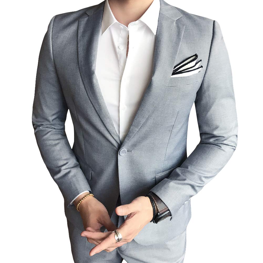Allthemen Abito da Uomo in 2 Pezzi Blazer da Smoking e Pantaloni Giacca Monopetto con Un Bottone Suit Formale da Lavoro Business