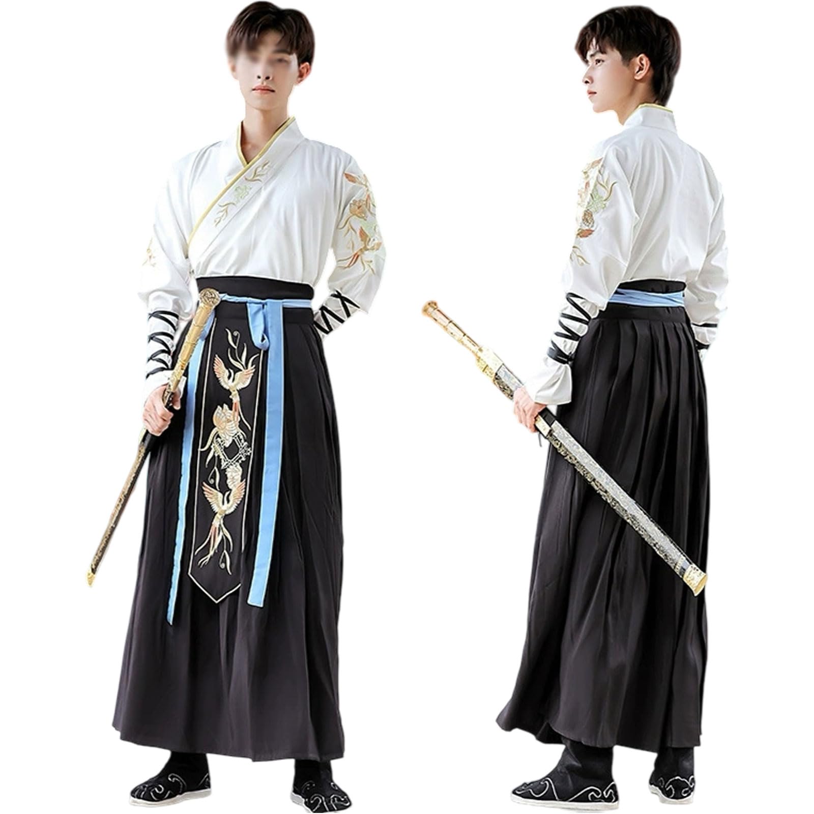 Tenue Hanfu Traditionnelle pour Hommes - Costume Chinois d'Érudit et Vêtement de Scène en Coton