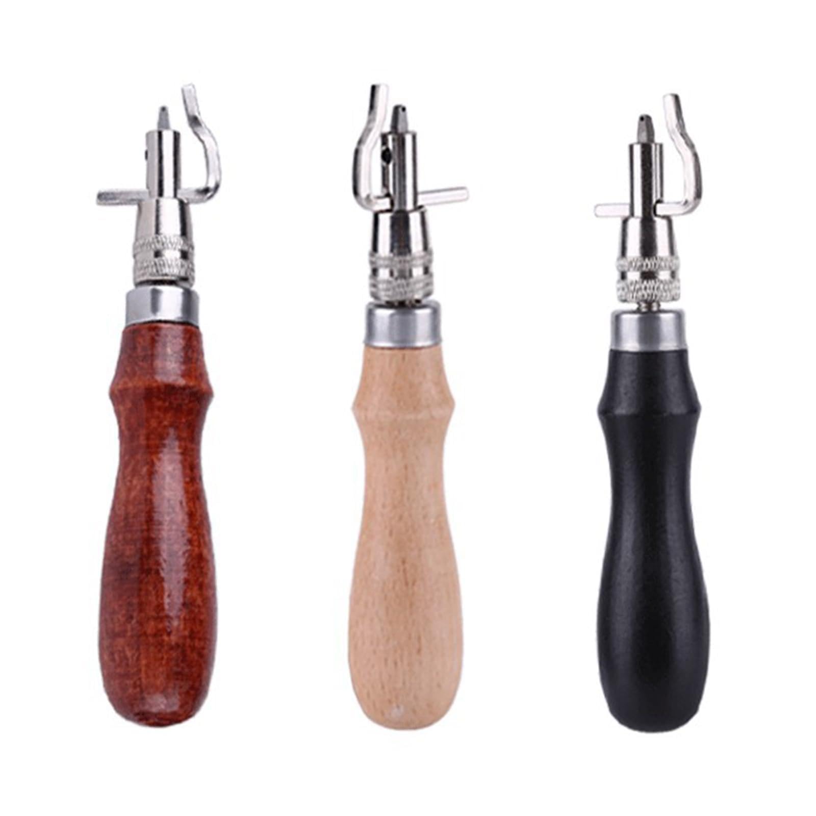 Tsophreniq In 1 Stainless Steel Leather Grooving Tool Leather Groover Stitching with Wood Handle Edge Tool