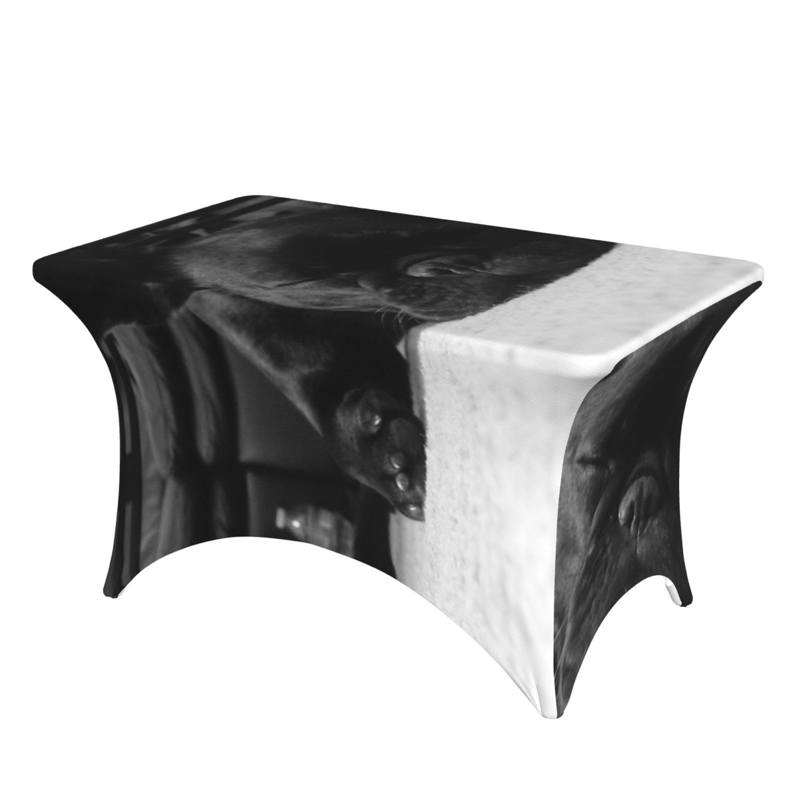 Dcehgew French Bulldog 4Ft Spandex Rectangular Table Cloth, Printed Fitted Elastic Tablecloths Washable Table Cover For Event, Wedding, Banquet & Party