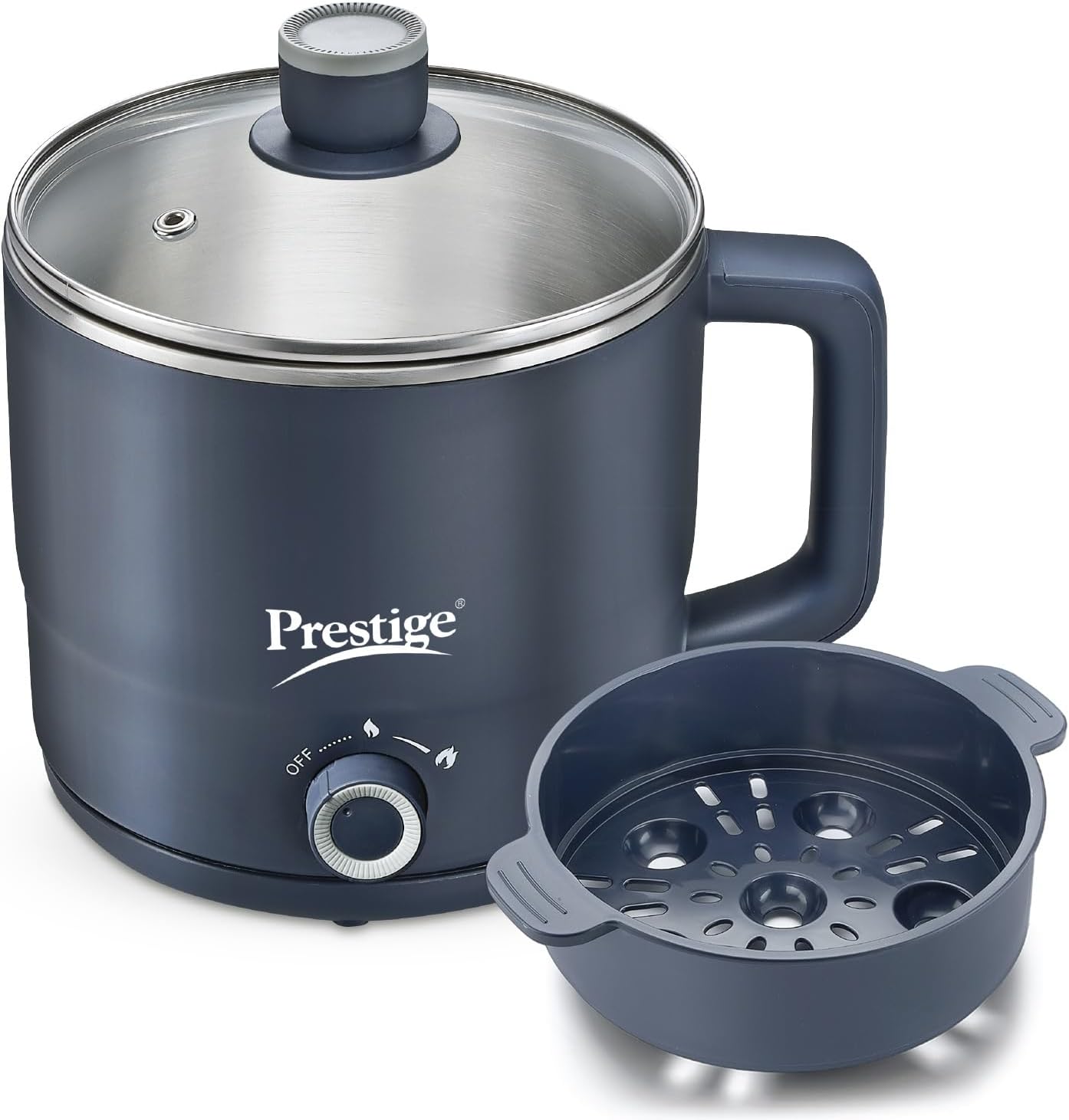 Multi-Cooker 1.5 Litre with Steamer and Egg Rack (For Egg Boiling)| Precise Temperature Control| Elegant Glass Lid| Concealed Element| 360 Degree Swivel| Cool Touch Handle| PMC 4.0