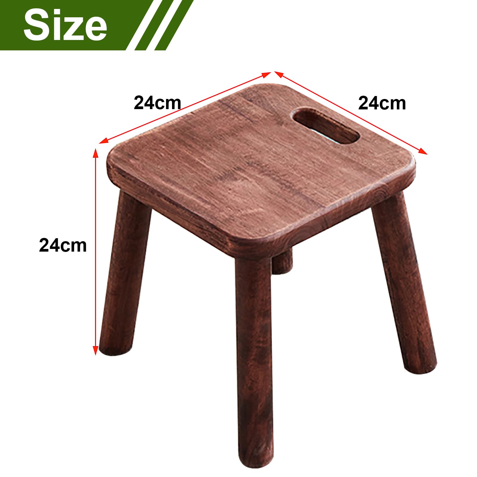 Yier Mei 2 Pcs Handle Small Wooden Stool - Image 3