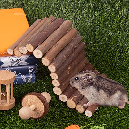 Sofier Hamster Toys Hamster Accessories For Cage Natural Guinea Pig Toys And Chews For Teeth Rat Toys Chinchilla Toys Wood Hamster Hideout Hamster Bridge Apple Wood Sticks #TOP2