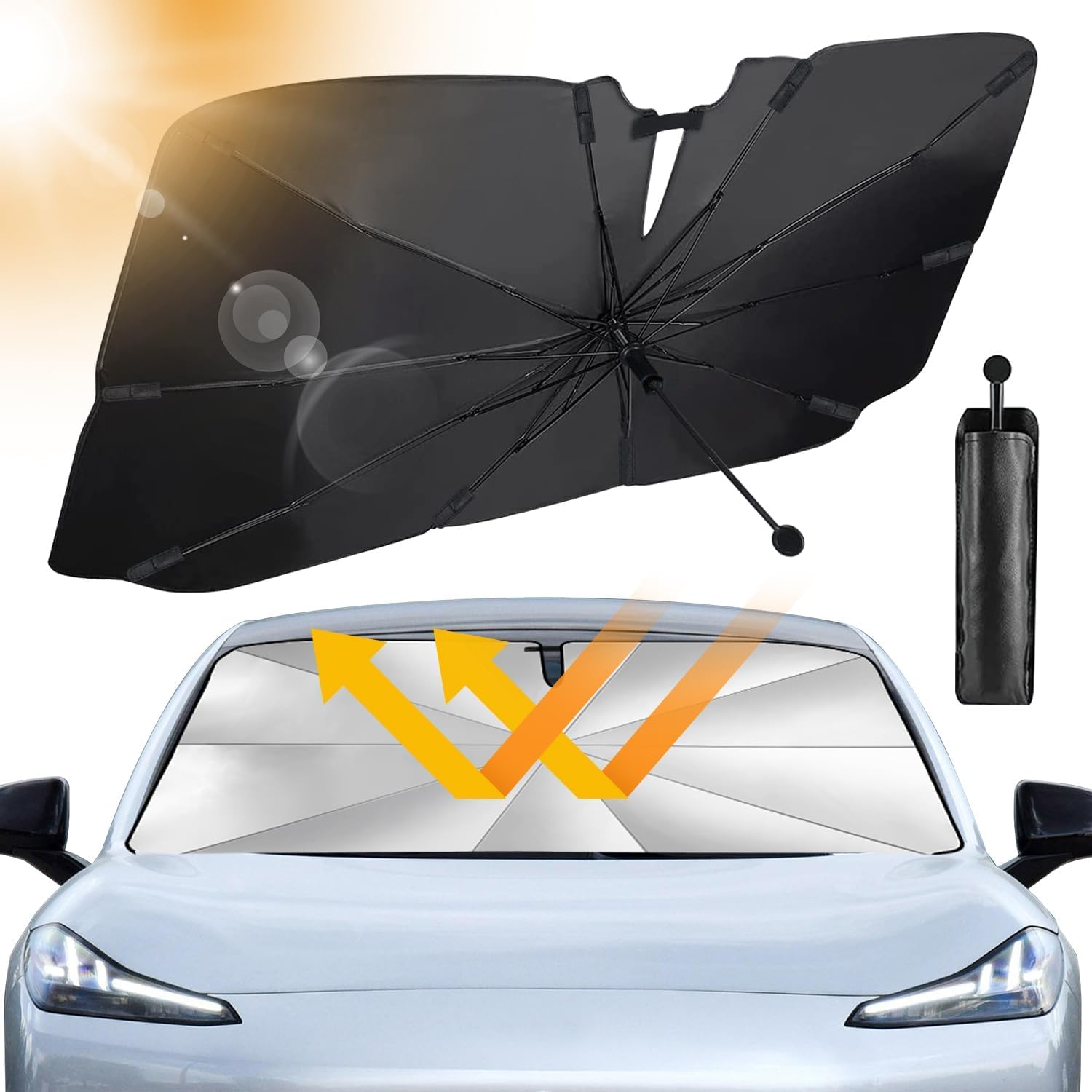 YYCKE Parasole Per Parabrezza Kia Soul 2020-2024 - Pieghevole, Blocca UV 99%, Termico E Riflettente - 3