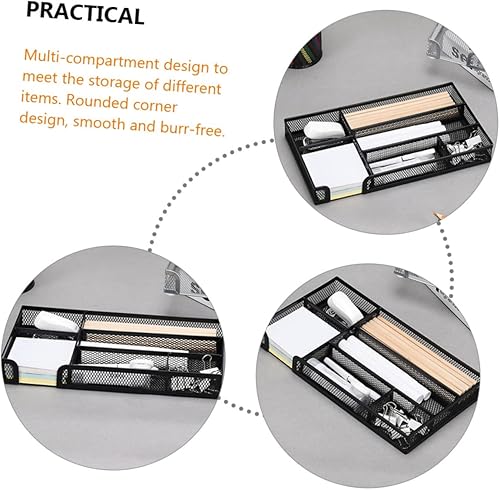Miniatura 8 de Ciieeo Bandeja de almacenamiento de seis rejillas, divisores de plástico, tocador, tocador, tocador, organizador de cajones de malla negra, bandeja